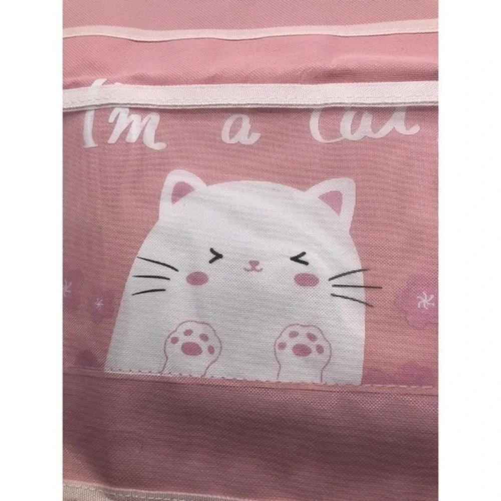 Multi-Pocket Hanging Book Bag Pink‎